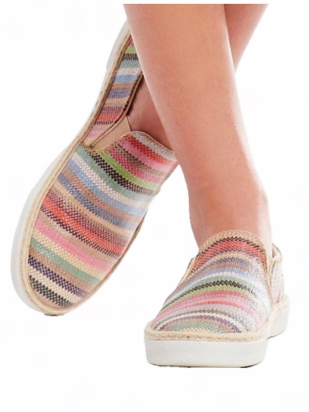 JACK ROGERS WOMEN 7 MULTI STRIPED SLIP-ON SHOE WORN ONCE